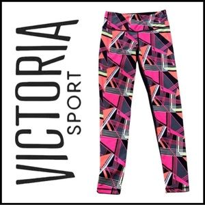 VICTORIA SECRET VSX SPORT PINK KNOCKOUT GEOMETRIC PRINT LEGGINGS Sz S